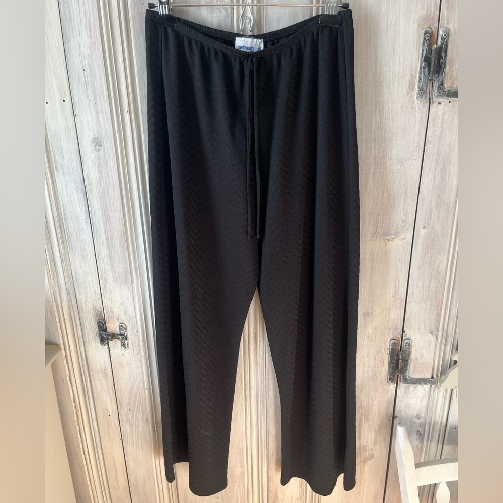 SWIMSUITS FOR ALL black wide leg stretch waist swim coverup pants 6/8 resortwear